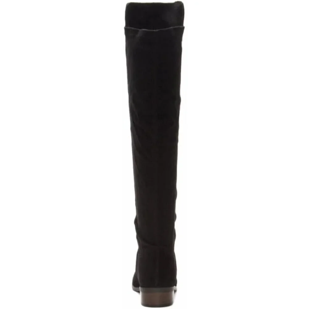 Women's Black Above the Knee Pointed Toe Low Heel Calypso Winter Long Boot